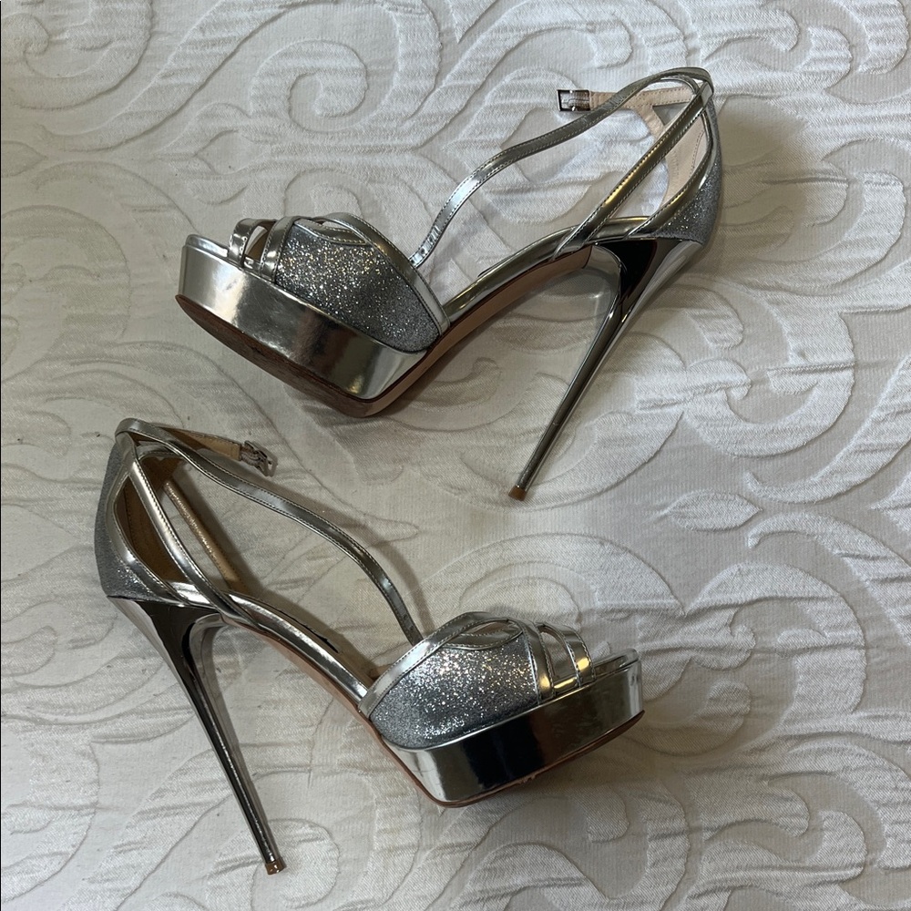 Jimmy Choo Metallic Silver Strappy Heels